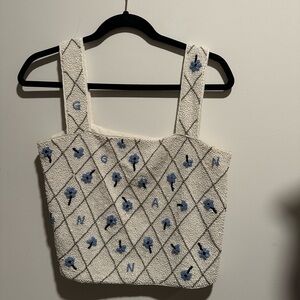 Ganni beaded crop top, EU size 34 (XS/S), fully beaded